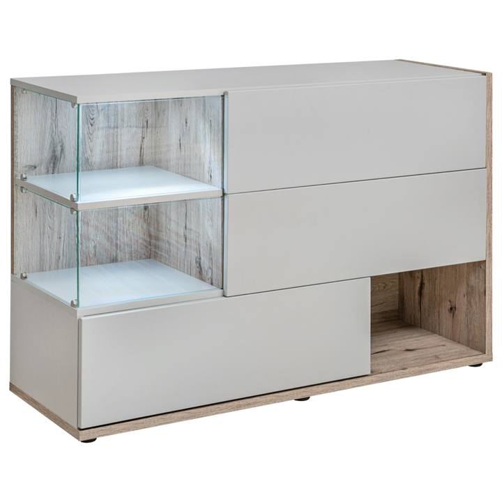 Komoda JAMIL dub wellington/perlovosivá 1