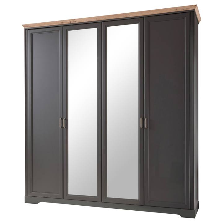 Šatníková skriňa - 4-dverová JASMIN II grafit/dub artisan 1