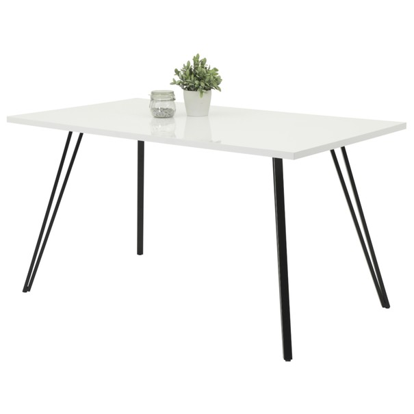 Jedálenský stôl JENNIFER T biela vysoký lesk/čierna, šírka 140 cm 1