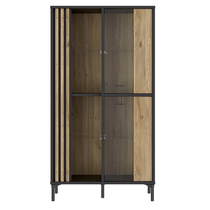 Vitrína JOAKIMIS dub mauvella/čierna 1