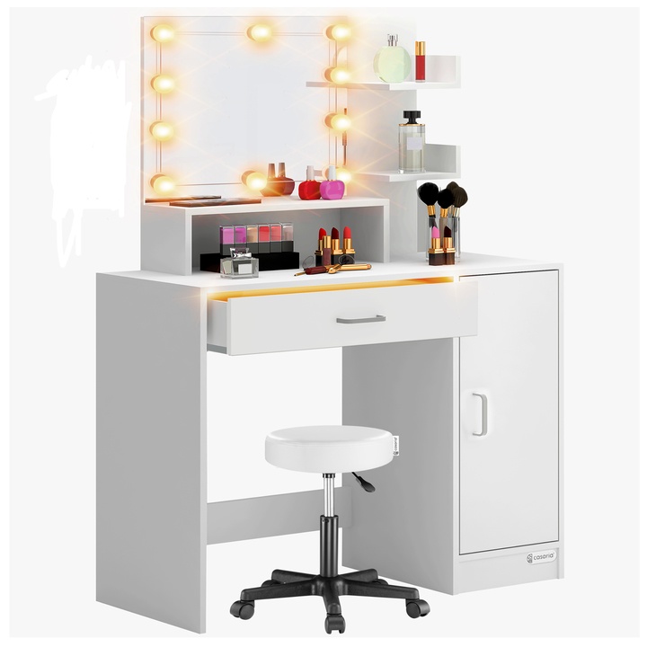 Toaletný stolík JOCELYN 2 so stoličkou, biela 1