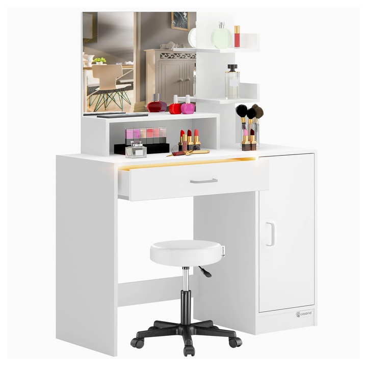 Toaletný stolík so stoličkou JOCELYN biela 1