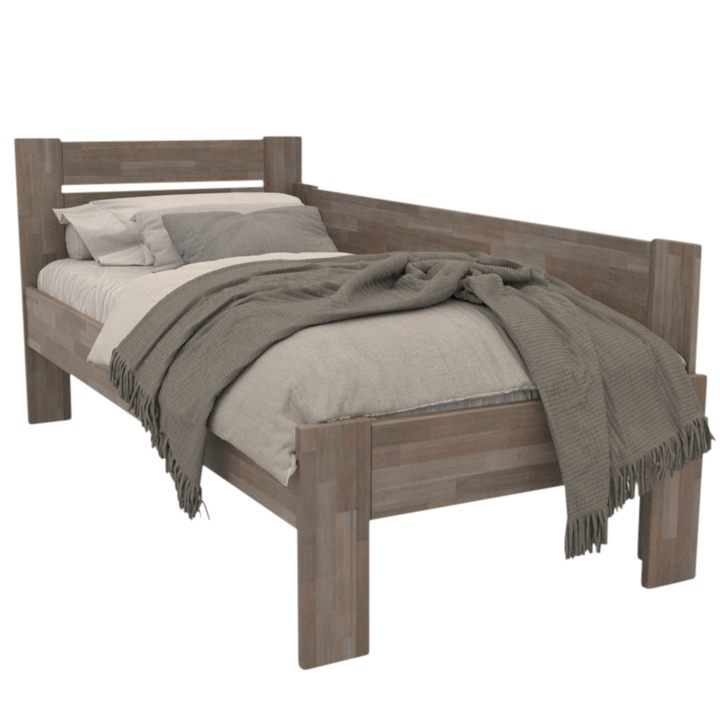 Rohová posteľ JOHANA pravá, buk/sivá, 80x200 cm 1