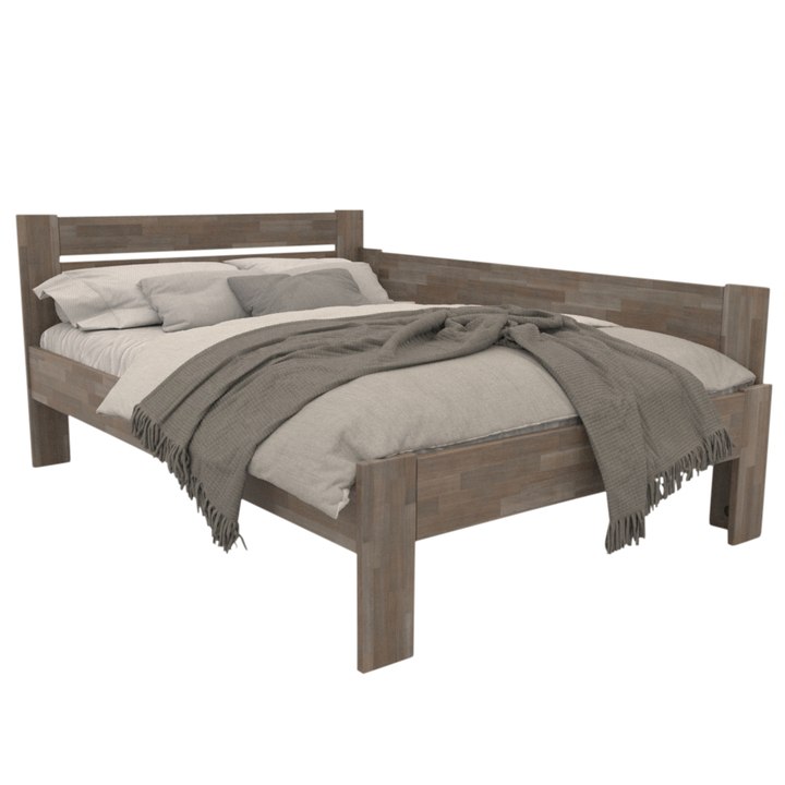 Rohová posteľ JOHANA pravá, buk/sivá, 120x200 cm 1