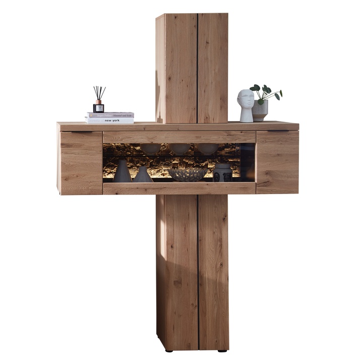 Vitrína JOLANTA II divoký dub/antracitová 1