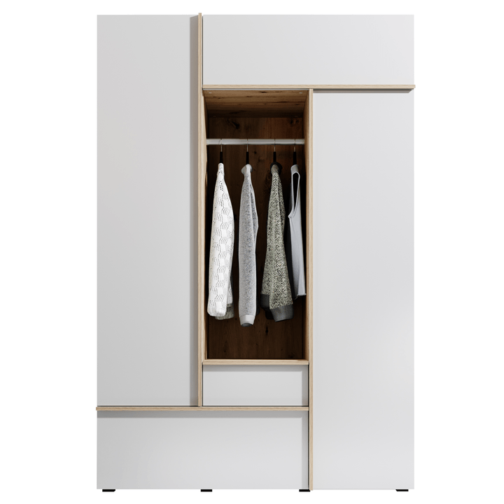 Šatníková skriňa JOLYON biela/dub artisan 1