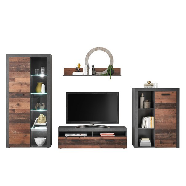 Obývacia stena JONES antracitová/old style 1