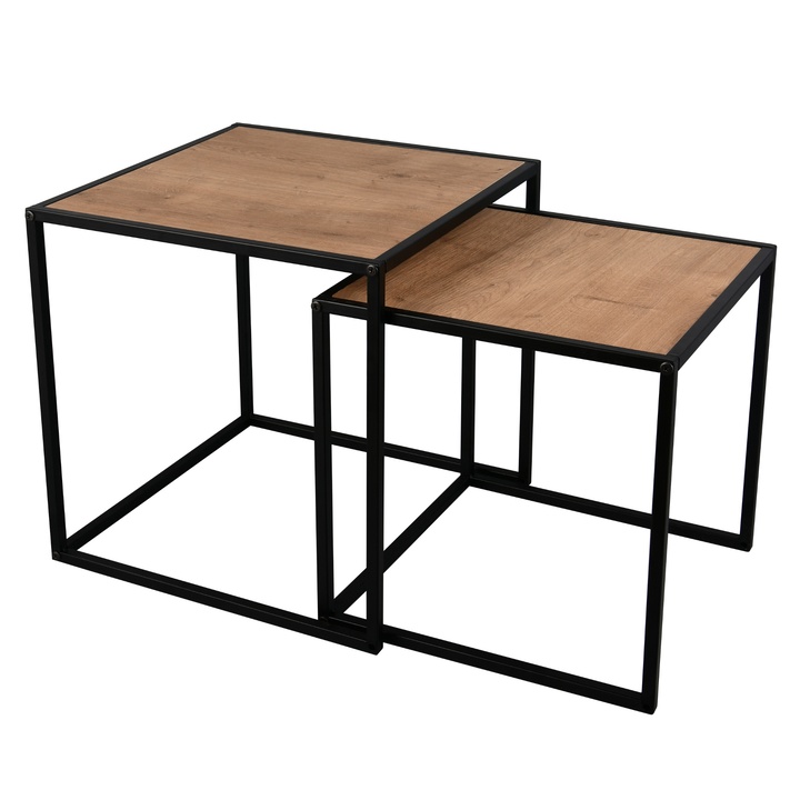 Sada prístavných stolíkov JUDITH čierna/dub artisan, sada 2 ks 1