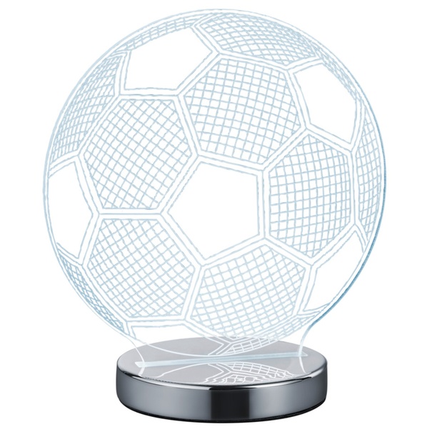 Stolná 3D LED lampa JUGI chróm, futbalová lopta 1
