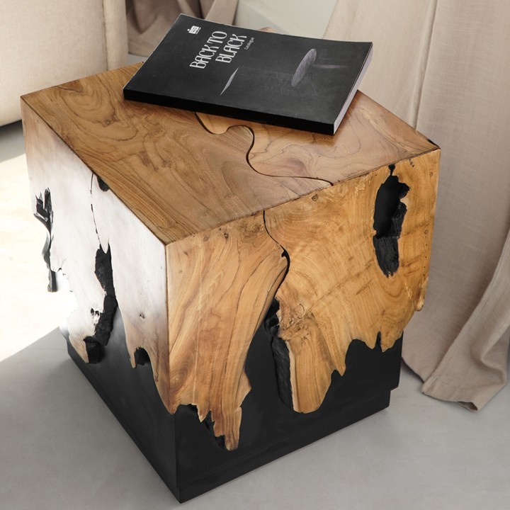 Taburet JULIUS teak/čierna 1