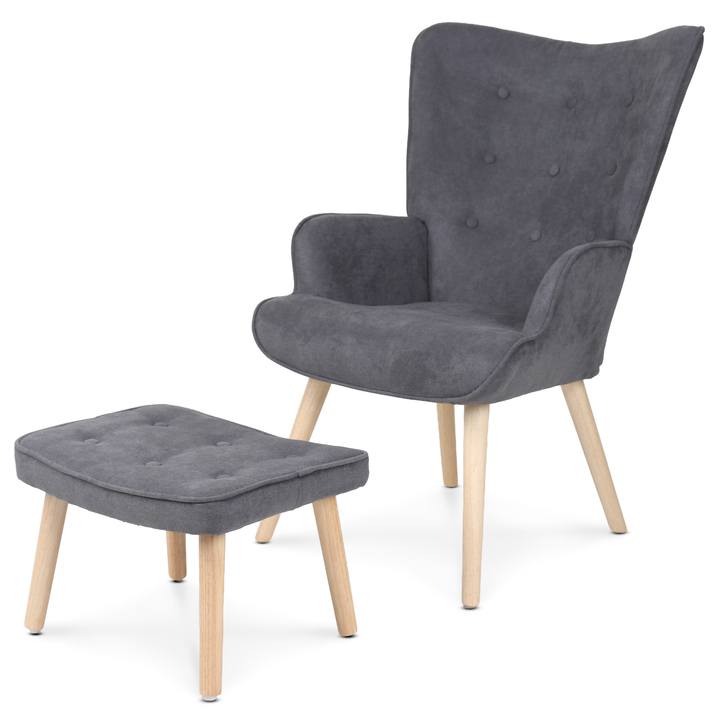 Kreslo s podnožkou KADRI sivá 1