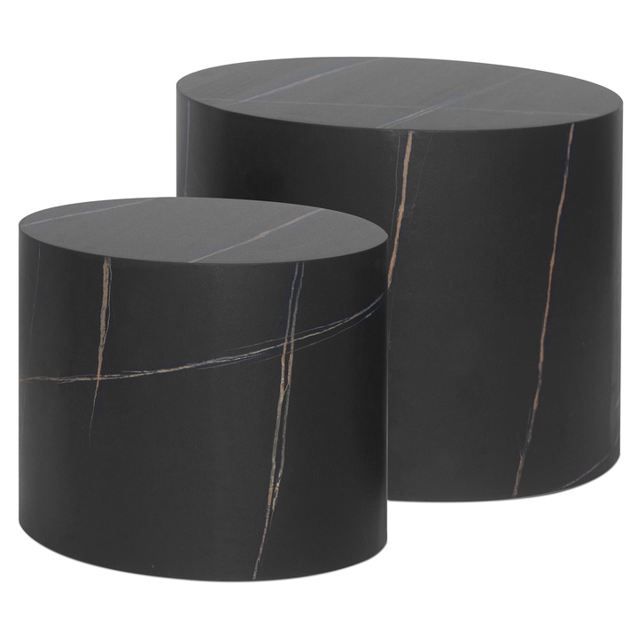 Súprava prístavných stolíkov KAIRO čierny mramor, 2 ks 1