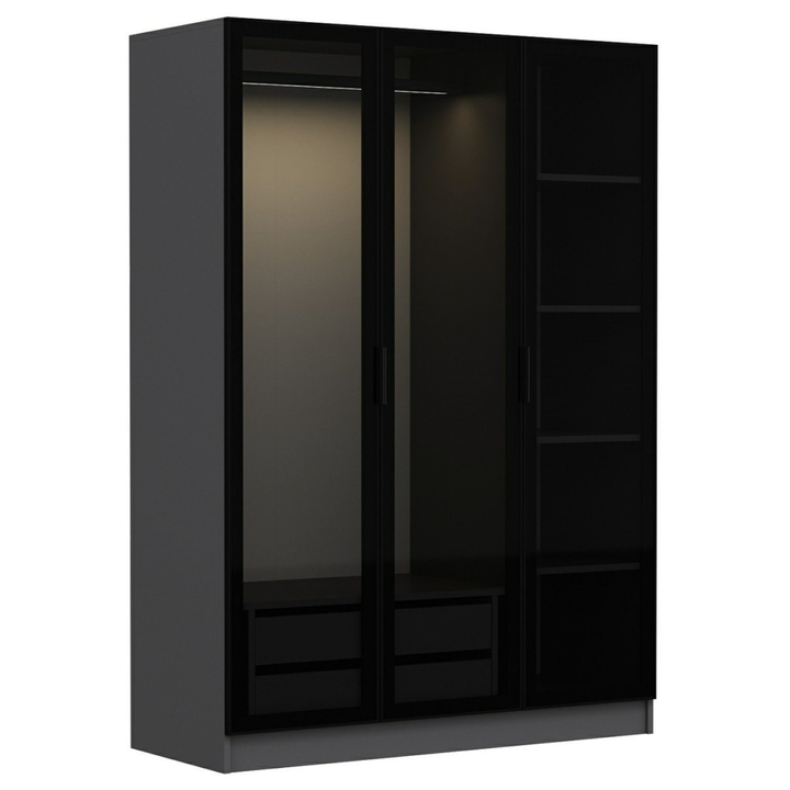 Šatníková skriňa KALE 12 antracitová/dymové sklo 1