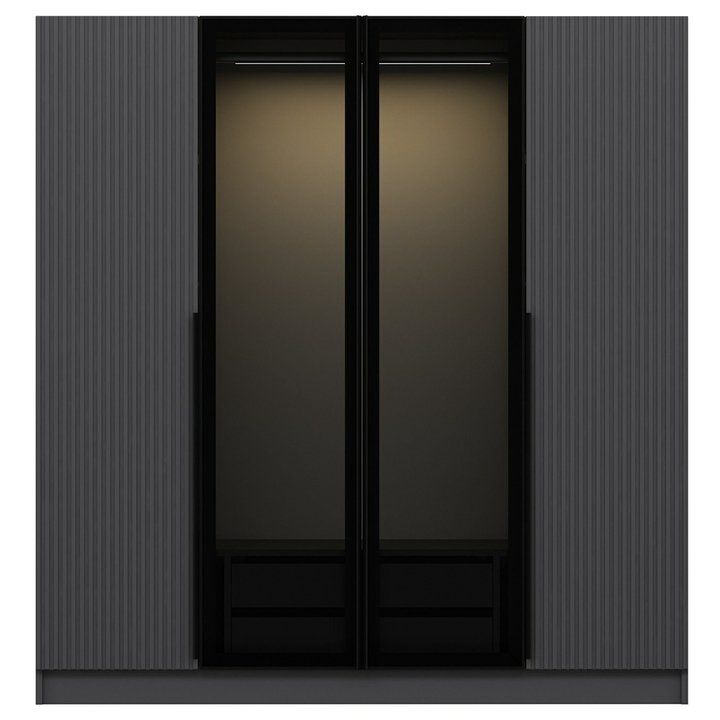 Šatníková skriňa KALE 16 antracitové/dymové sklo 1