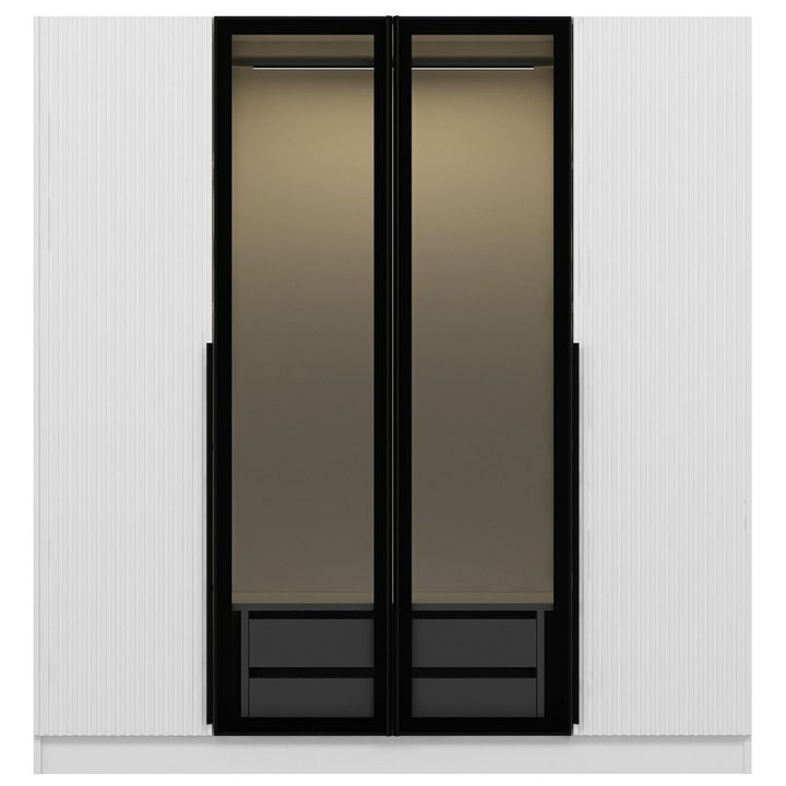 Šatníková skriňa KALE 16 biela/dymové sklo 1