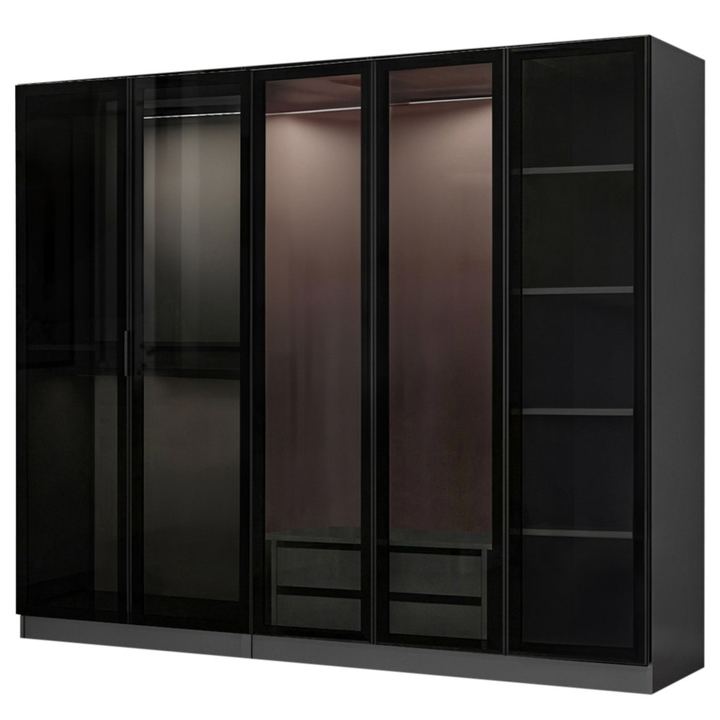 Šatníková skriňa KALE 17 antracitová/dymové sklo 1