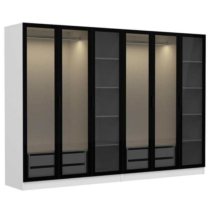 Šatníková skriňa KALE 22 biela/dymové sklo 1