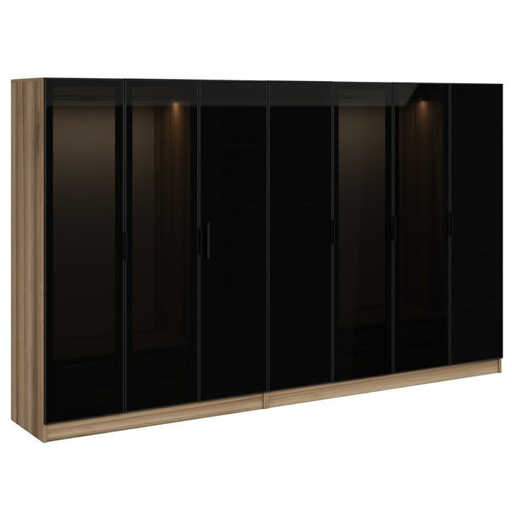 Šatníková skriňa KALE 27 orech/dymové sklo 1