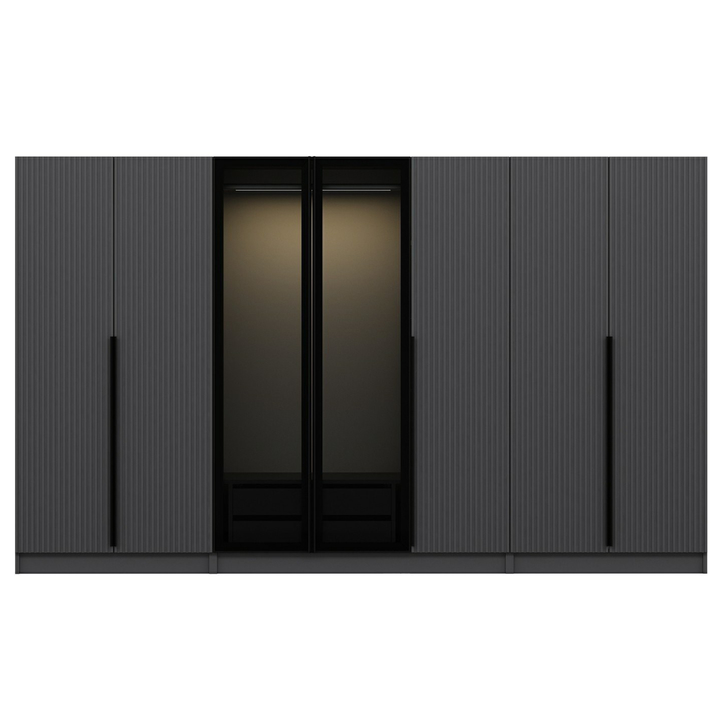 Šatníková skriňa KALE 29 antracitová/dymové sklo 1