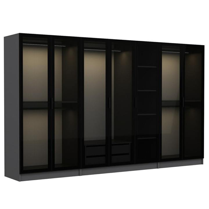 Šatníková skriňa KALE 31 antracitová/dymové sklo 1