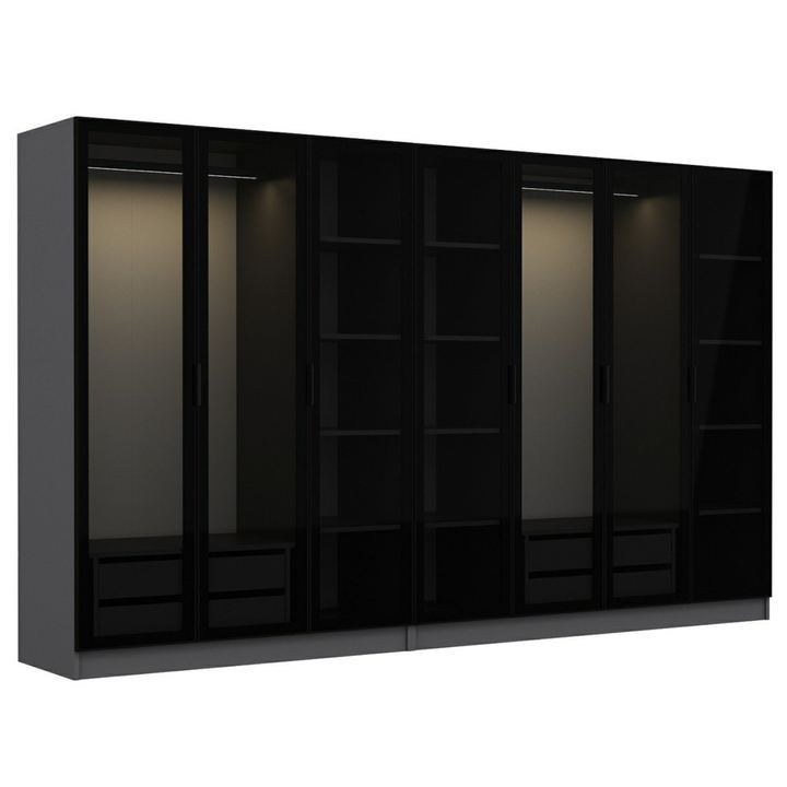 Šatníková skriňa KALE 8 antracitová/dymové sklo 1