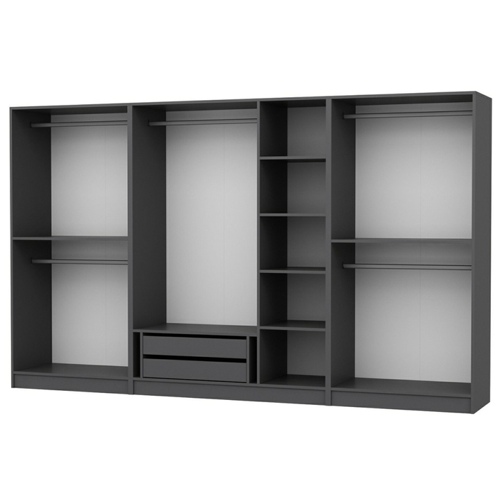 Šatníková skriňa KALE OPEN 6 antracitová 1