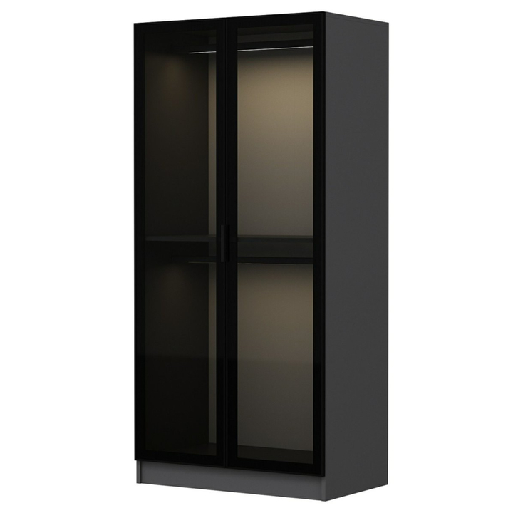 Šatníková skriňa KALE antracitová/dymové sklo 1