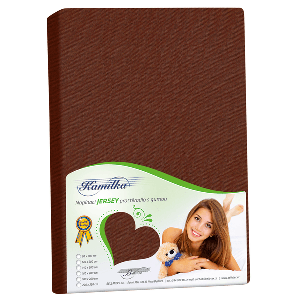 Jersey prestieradlo KAMILKA 018 tmavohnedá, 180x200 cm 1