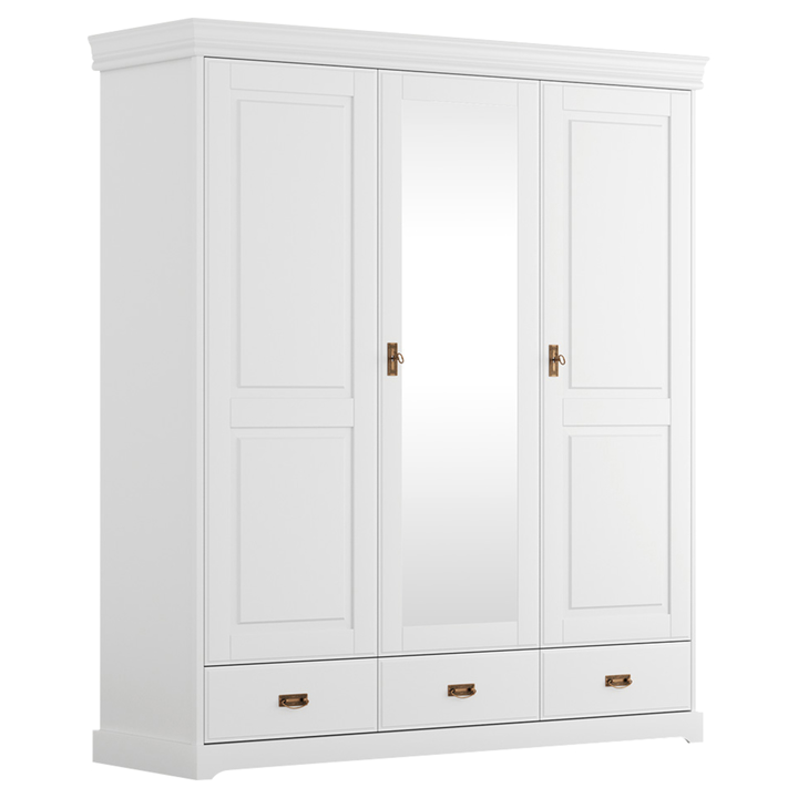 Šatníková skriňa so zrkadlom KANIA 3D biela 1