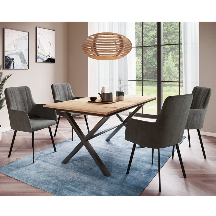 Jedálenská zostava KANITA dub artisan/natracitová 1