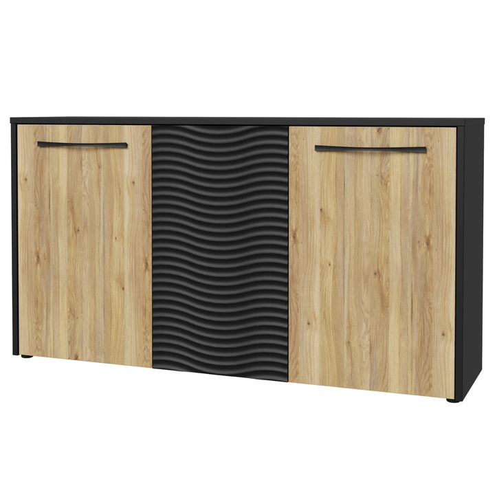 Komoda KARLSHAMN 2 dub mauvella/čierna 1