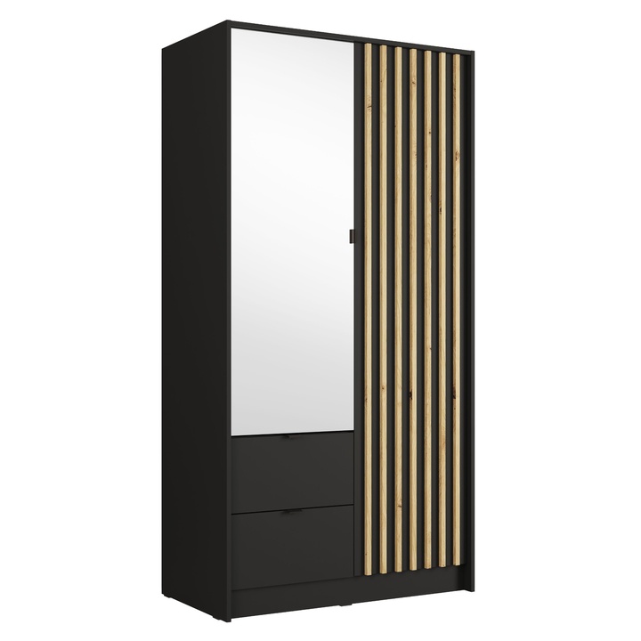 Šatníková skriňa KATANIA 1 čierna/dub artisan 1