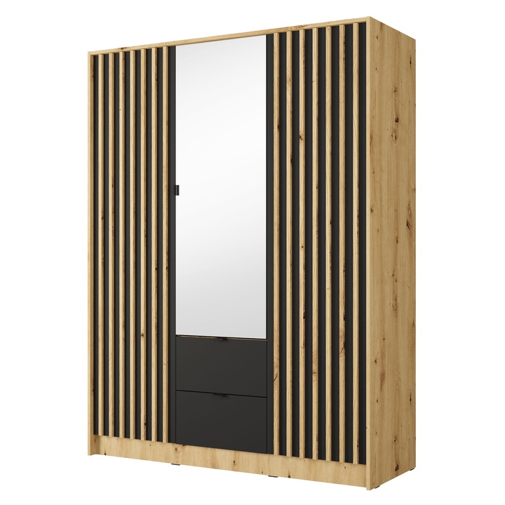 Šatníková skriňa KATANIA 2 dub artisan/čierna 1