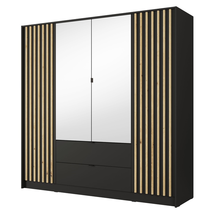 Šatní skriňa KATANIA 3 čierna/dub artisan 1