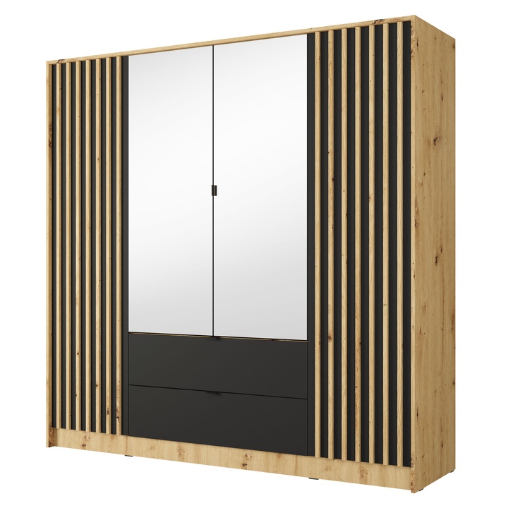 Šatní skriňa KATANIA 3 dub artisan/čierna 1