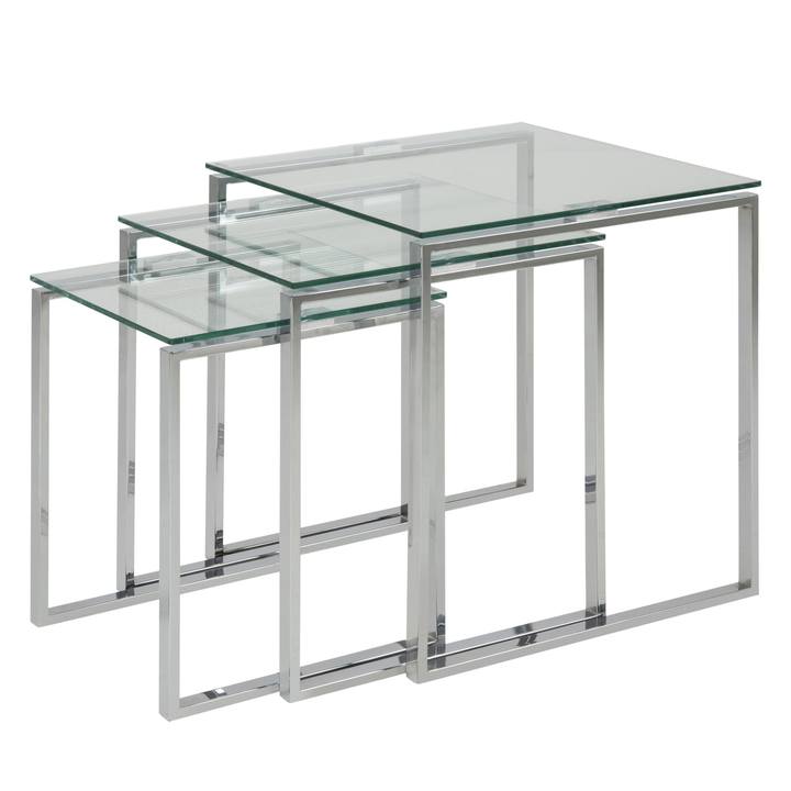 Prístavný stolík KATRINE I priesvitná/chróm, sada 3 ks 1
