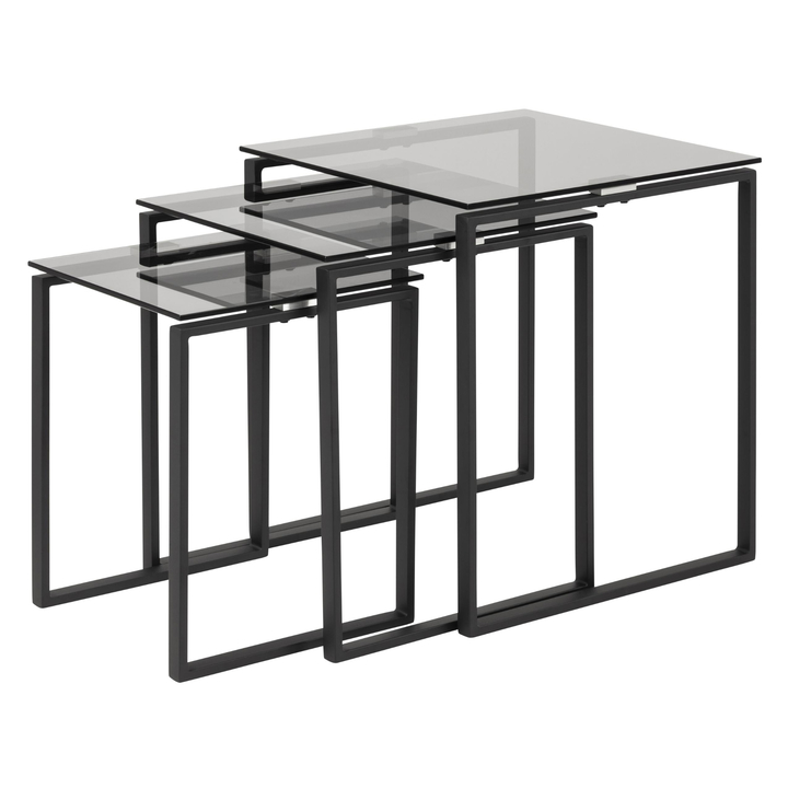Prístavný stolík KATRINE I sivá/čierna, sada 3 ks 1