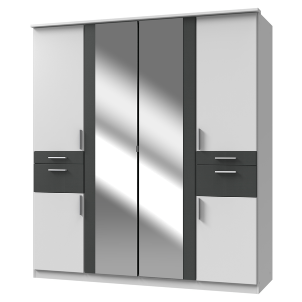 Šatníková skriňa KESTER IV biela/grafitová 1