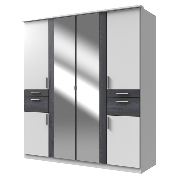 Šatníková skriňa KESTER IV biela/steel optic 1