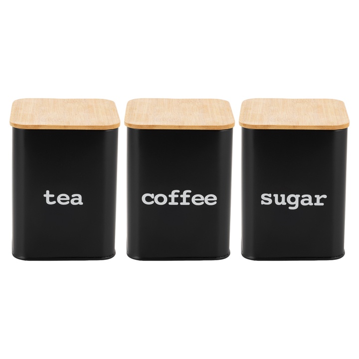 Sada dóz KIT čierna/bambus, set 3 ks, 1,4 l 1