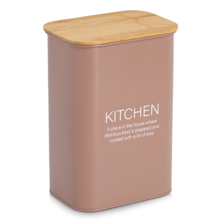 Dóza na potraviny KITCHEN staroružová/bambus, objem 3,5 L 1