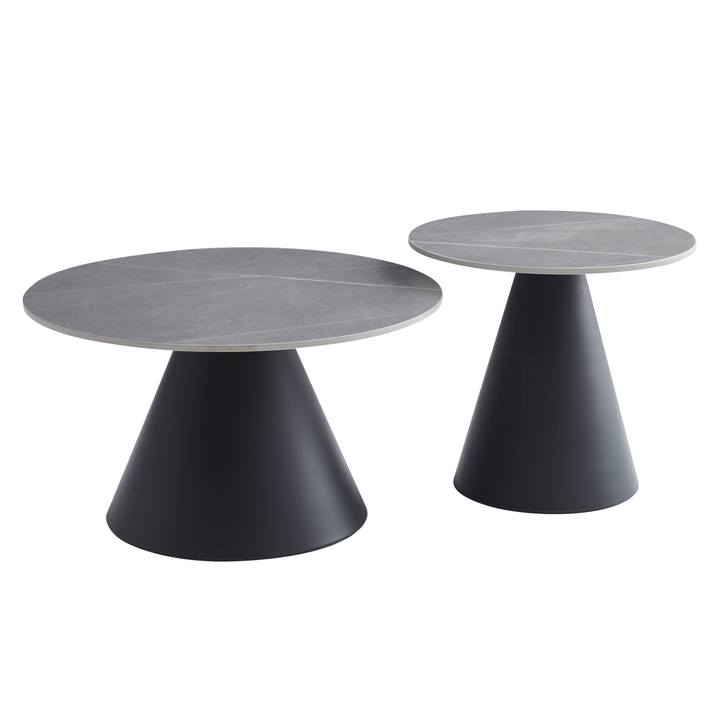 Konferenčný stolík KLAUS sivý mramor/čierna, sada 2 ks 1