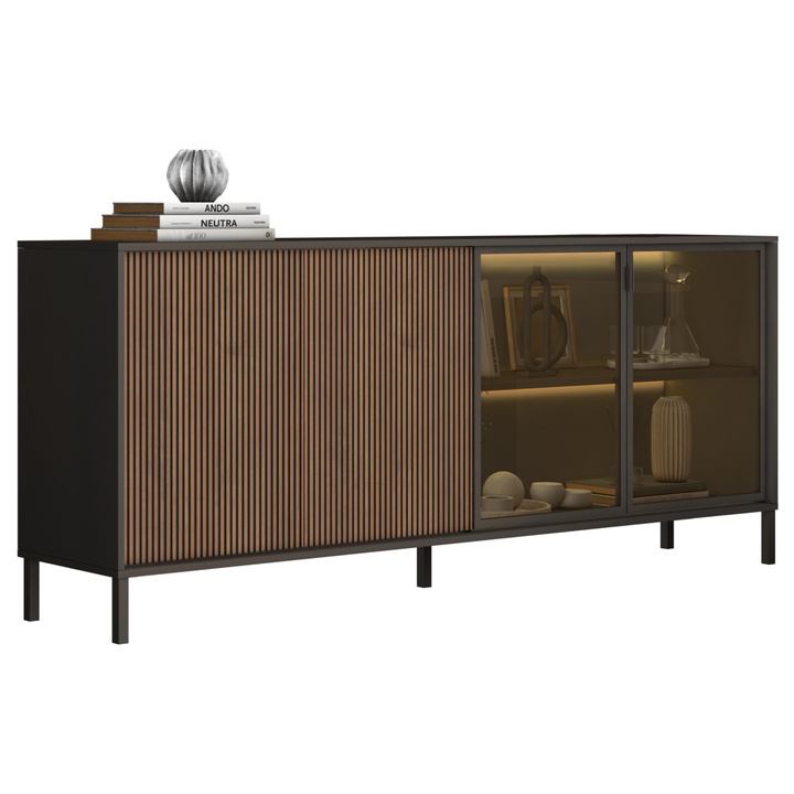 Komoda KOMODA 4DS antracitová/tmavohnedá 1