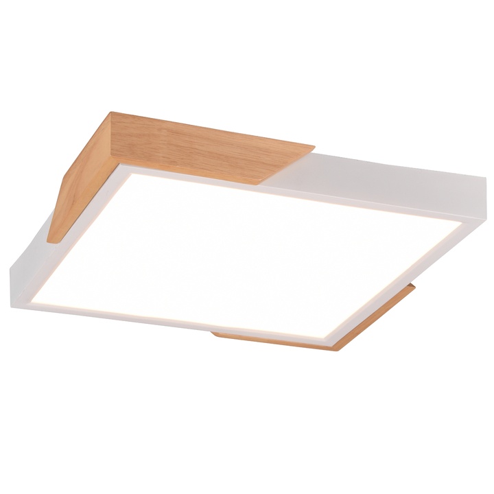 Stropné LED svietidlo KOV biela/svetlé drevo 1