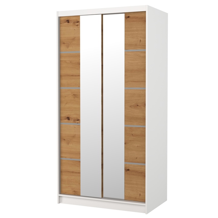 Šatníková skriňa  KSAVERA biela/dub artisan 1