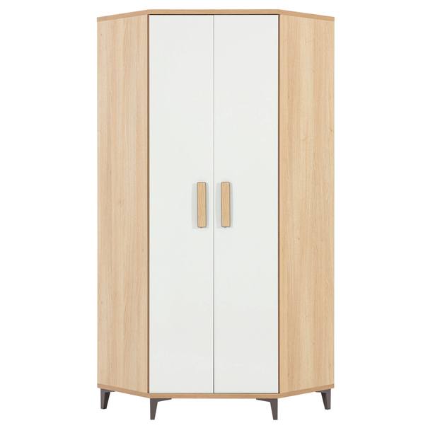 Rohová skriňa KUBO KB6 dub nagano/biela vysoký lesk 1