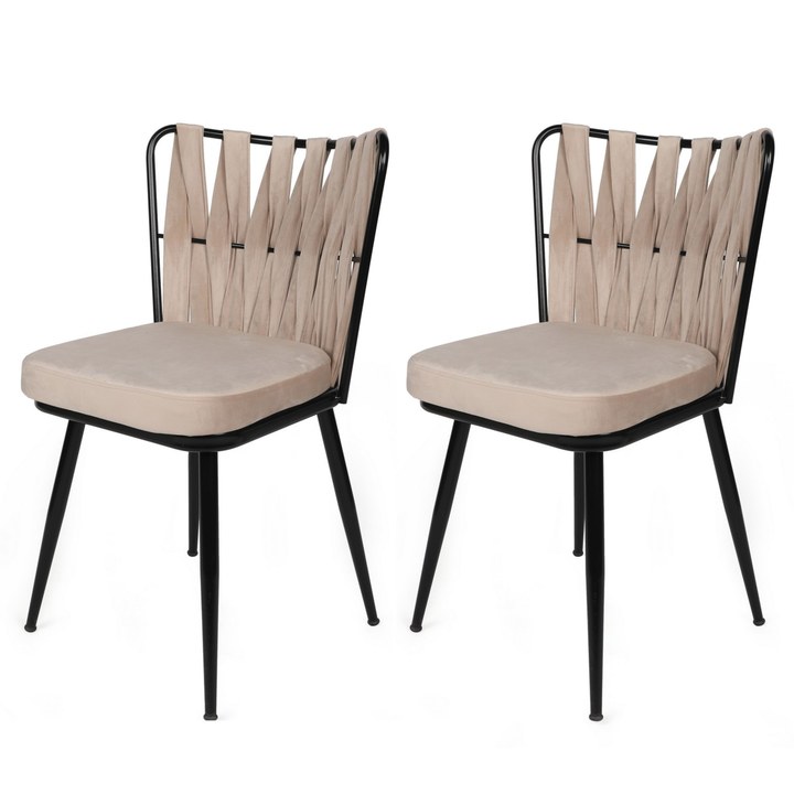 Jedálenská stolička KUSAKLI krémová/čierna, sada 2 ks 1