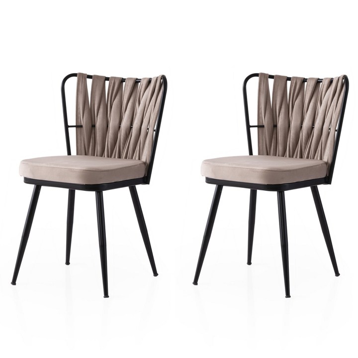 Jedálenská stolička KUSAKLI béžová/čierna, sada 2 ks 1