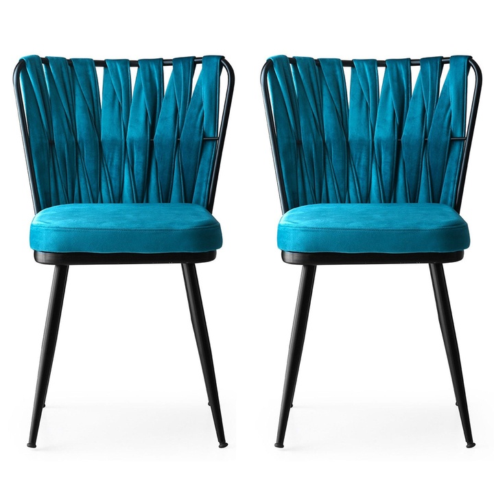 Jedálenská stolička KUSAKLI modrá/čierna, sada 2 ks 1