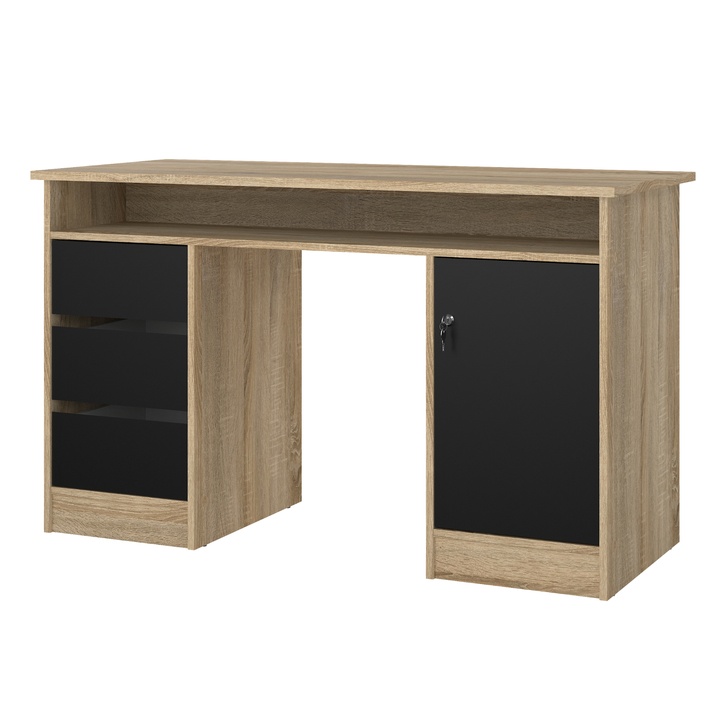 Písací stôl KUZMO dub/čierna 1